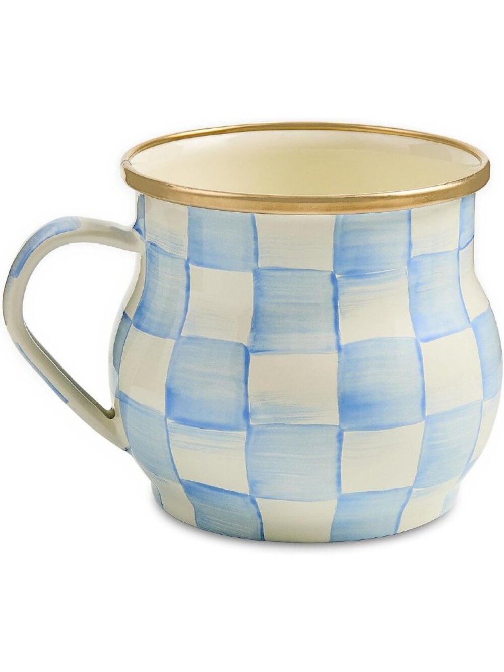 Light Blue & White Sky Check Enamel Mug, 16 oz, Durable & Stylish Drinkware